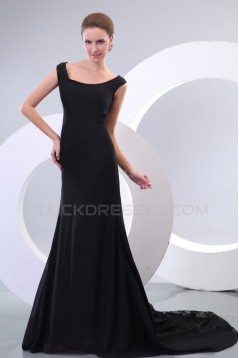 Long Black Chiffon and Lace Prom Evening Formal Party Dresses ED010167