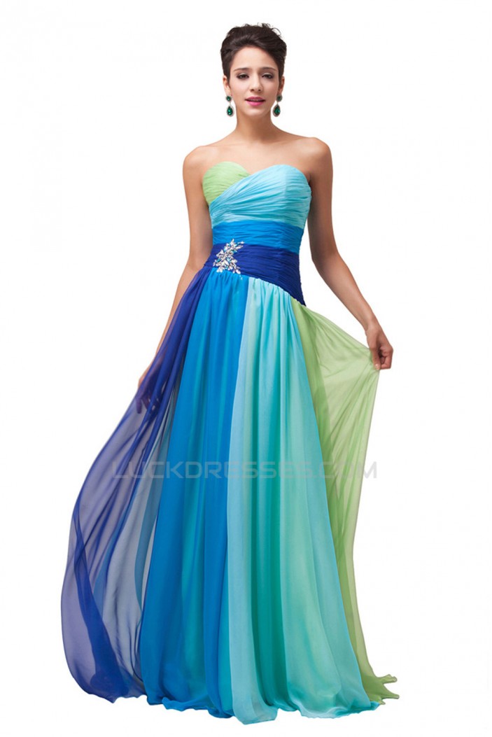 A-Line Sweetheart Long Chiffon Prom Evening Formal Dresses ED011673
