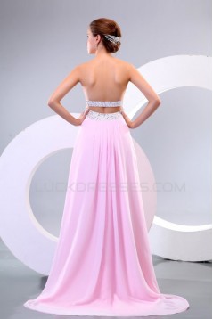 Empire Long Pink Chiffon Beaded Prom Evening Formal Party Dresses/Maternity Evening Dresses ED010168