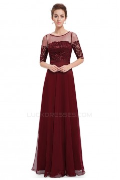 A-Line Half Sleeve Lace and Chiffon Prom Evening Formal Mother of the Bride Dresses ED011680