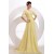 Half Sleeve Long Yellow Chiffon Prom Evening Formal Party Dresses ED010171