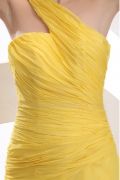 One-Shoulder Long Yellow Chiffon Prom Evening Formal Party Dresses ED010172