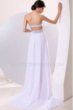 Empire Long White Chiffon Beaded Prom Evening Formal Party Dresses/Maternity Evening Dresses ED010182