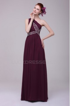 Beaded One-Shoulder Long Chiffon Prom Evening Formal Party Dresses ED010193