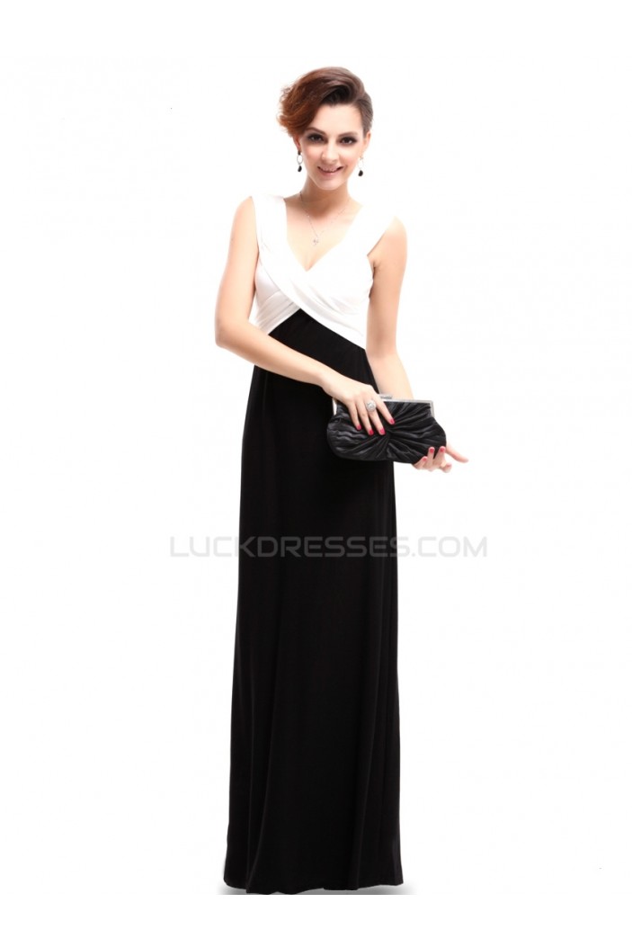 Black White Long Chiffon Prom Evening Formal Party Dresses ED010220