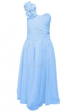 A-Line One-Shoulder Short Blue Chiffon Prom Evening Formal Party Dresses ED010228