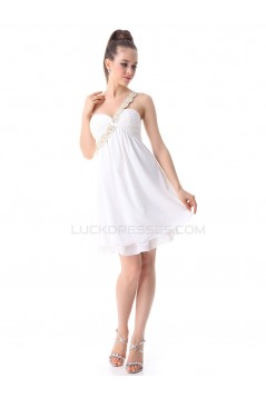 Short White One-Shoulder Chiffon Prom Evening Formal Party Dresses ED010250