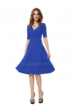 A-Line Short Sleeve Blue Prom Evening Formal Party Dresses ED010255