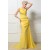 Trumpet/Mermaid One-Shoulder Beaded Long Yellow Chiffon Prom Evening Formal Party Dresses ED010259