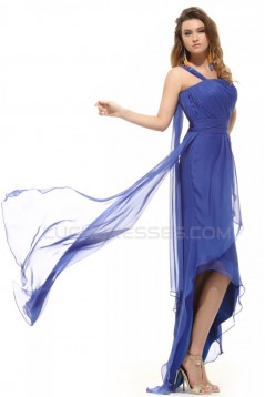 High Low One-Shoulder Blue Prom Evening Formal Party Dresses ED010260