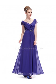 Long Chiffon Short Sleeve Prom Evening Formal Party Dresses ED010270