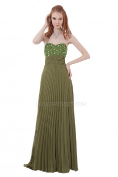 Beaded Long Chiffon Pleated Prom Evening Formal Party Dresses ED010288