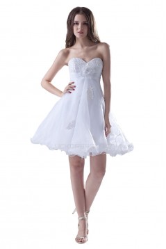 A-Line Sweetheart Beaded Short White Chiffon Prom Evening Formal Party Dresses ED010299
