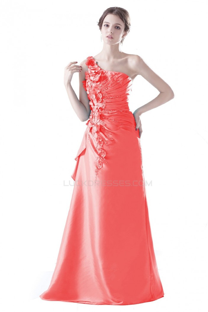 A-Line One-Shoulder Beaded Long Prom Evening Formal Party Dresses ED010301