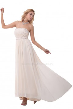 A-Line Strapless Long Beaded Chiffon Prom Evening Formal Party Dresses ED010313