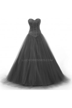 A-Line Sweetheart Beaded Long Tulle Prom Evening Formal Party Dresses ED010319