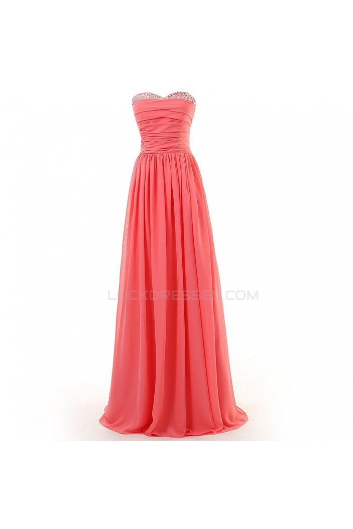 A-Line Sweetheart Beaded Long Chiffon Prom Evening Formal Party Dresses ED010324