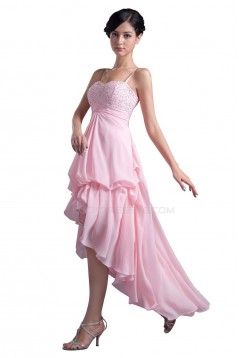 A-Line High Low Short Beaded Pink Prom Evening Formal Party Dresses ED010346