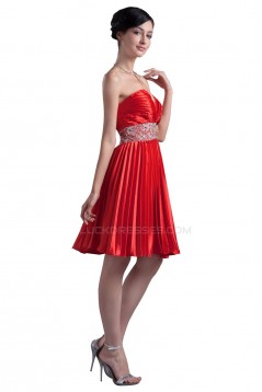 A-Line Sweetheart Short Red Beaded Prom Evening Formal Party Dresses ED010355
