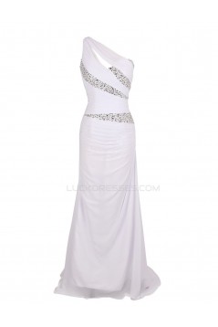 Trumpet/Mermaid One-Shoulder Beaded Long Chiffon Prom Evening Formal Party Dresses ED010373