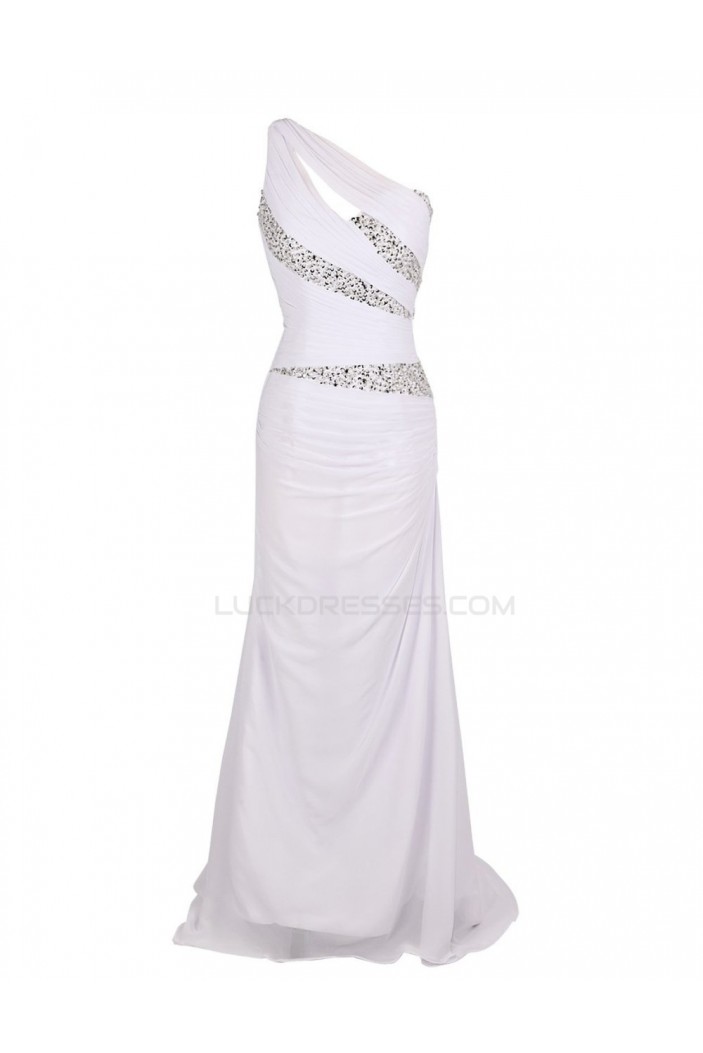 Trumpet/Mermaid One-Shoulder Beaded Long Chiffon Prom Evening Formal Party Dresses ED010373
