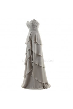 A-Line Sweetheart Long Silver Chiffon Prom Evening Formal Party Dresses ED010390