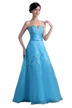 A-Line Sweetheart Beaded Long Blue Prom Evening Formal Party Dresses ED010393