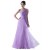 A-Line One-Shoulder Long Purple Pleated Prom Evening Formal Party Dresses ED010398