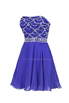 A-Line Strapless Beaded Short Prom Evening Formal Party Dresses ED010399