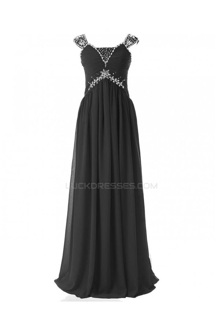 Sheath/Column Beaded Long Black Chiffon Prom Evening Formal Party Dresses ED010411