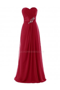 A-Line Sweetheart Long Red Chiffon Prom Evening Formal Party Dresses ED010424