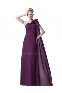 A-Line One-Shoulder Long Purple Chiffon Prom Evening Formal Party Dresses ED010429