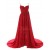 A-Line Spaghetti Strap Long Red Chiffon and Lace Prom Evening Formal Party Dresses ED010436