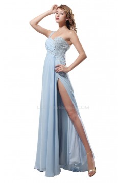 One-Shoulder Beaded Long Chiffon Prom Evening Formal Party Dresses ED010439