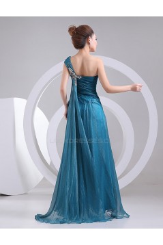 A-Line One-Shoulder Beaded Long Prom Evening Formal Party Dresses ED010461