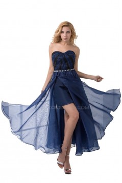 A-Line Strapless Beaded Blue Prom Evening Formal Party Dresses ED010477