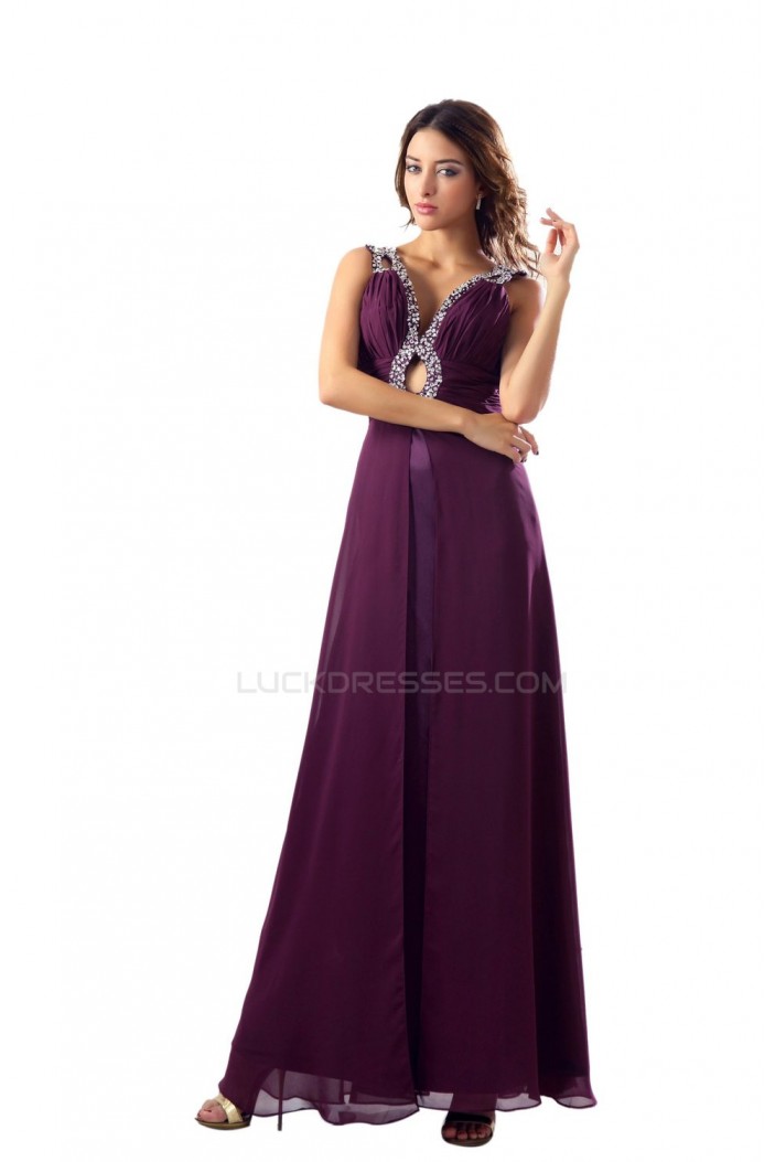 A-Line Beaded Long Chiffon Prom Evening Formal Party Dresses ED010490