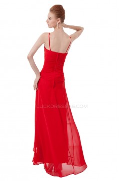 A-Line Spaghetti Strap Long Red Chiffon Prom Evening Formal Party Dresses ED010495