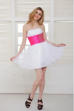 A-Line Strapless Beaded Short Prom Evening Formal Party Dresses ED010513
