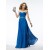 A-Line Sweetheart Beaded Long Blue Chiffon Prom Evening Formal Party Dresses ED010545