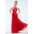 A-Line One-Shoulder Long Red Chiffon Prom Evening Formal Party Dresses ED010551