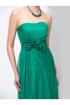 Sheath/Column Strapless Long Green Chiffon Prom Evening Formal Party Dresses ED010568
