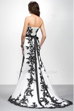 Elegant Black White Appliques Long Prom Evening Formal Party Dresses ED010576
