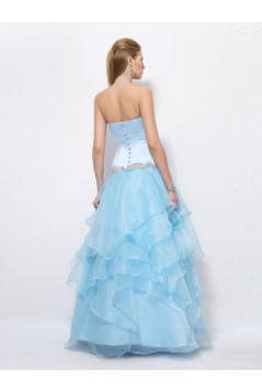 A-Line Sweetheart Beaded Long Blue Prom Evening Formal Party Dresses ED010580