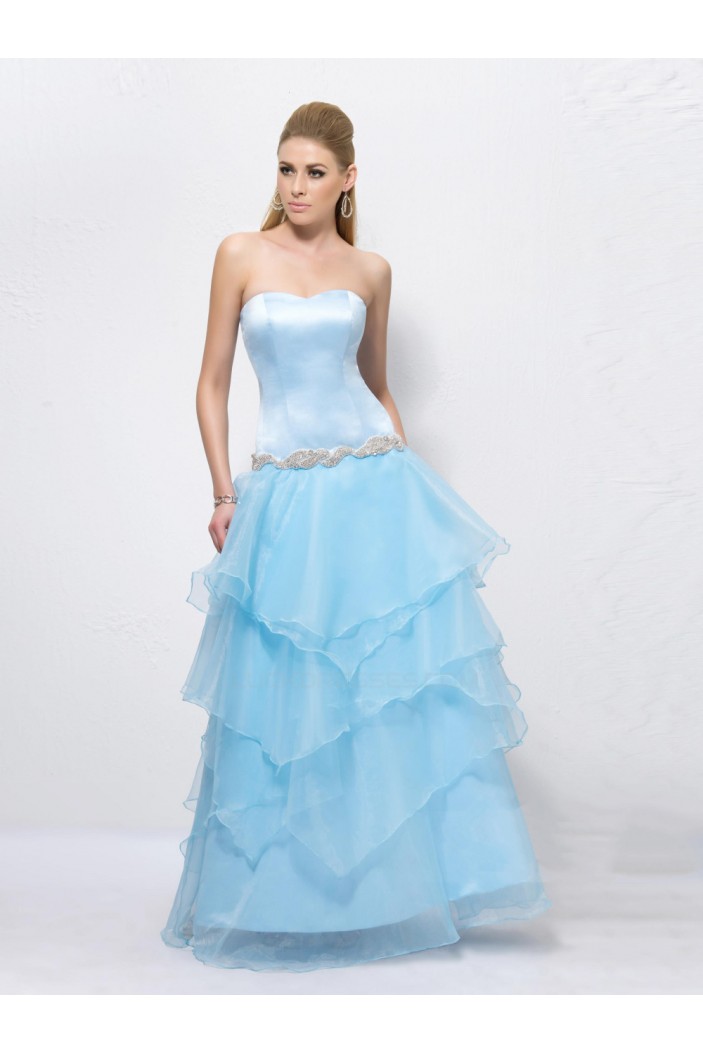 A-Line Sweetheart Beaded Long Blue Prom Evening Formal Party Dresses ED010580