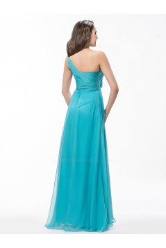 One-Shoulder Long Blue Chiffon Prom Evening Formal Party Dresses ED010588
