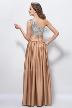 A-Line One-Shoulder Beaded Sequins Long Prom Evening Formal Party Dresses ED010597