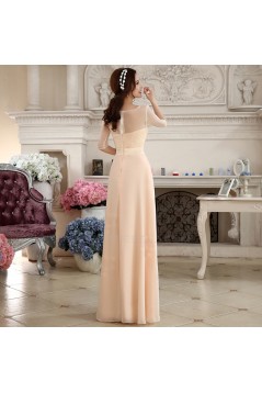 Sheath/Column Half Sleeve Bateau Long Chiffon Prom Evening Formal Party Dresses ED010613