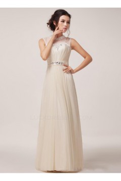 A-Line Beaded Jewel Long Chiffon Prom Evening Formal Party Dresses ED010614