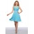 A-Line Short Blue Beaded Chiffon Prom Evening Cocktail Homecoming Party Dresses ED010633